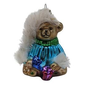 Ornament - Blown Glass Bear with Gifts